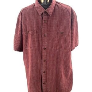 Patagonia Shirt Mens XL Red Button Up‎ Hemp Organic Cotton Short Sleeve